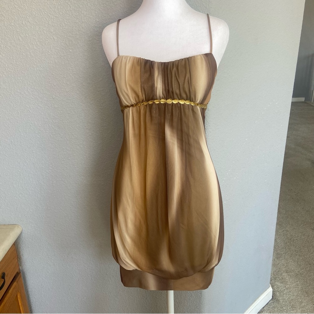 Papaya Tan and Gold Dress